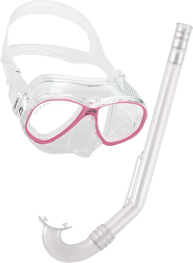 COMBO MASCHERA CRESSI SUB PERLA JUNIOR + MINIGRINGO SILICONE  SNORKELING APNEA