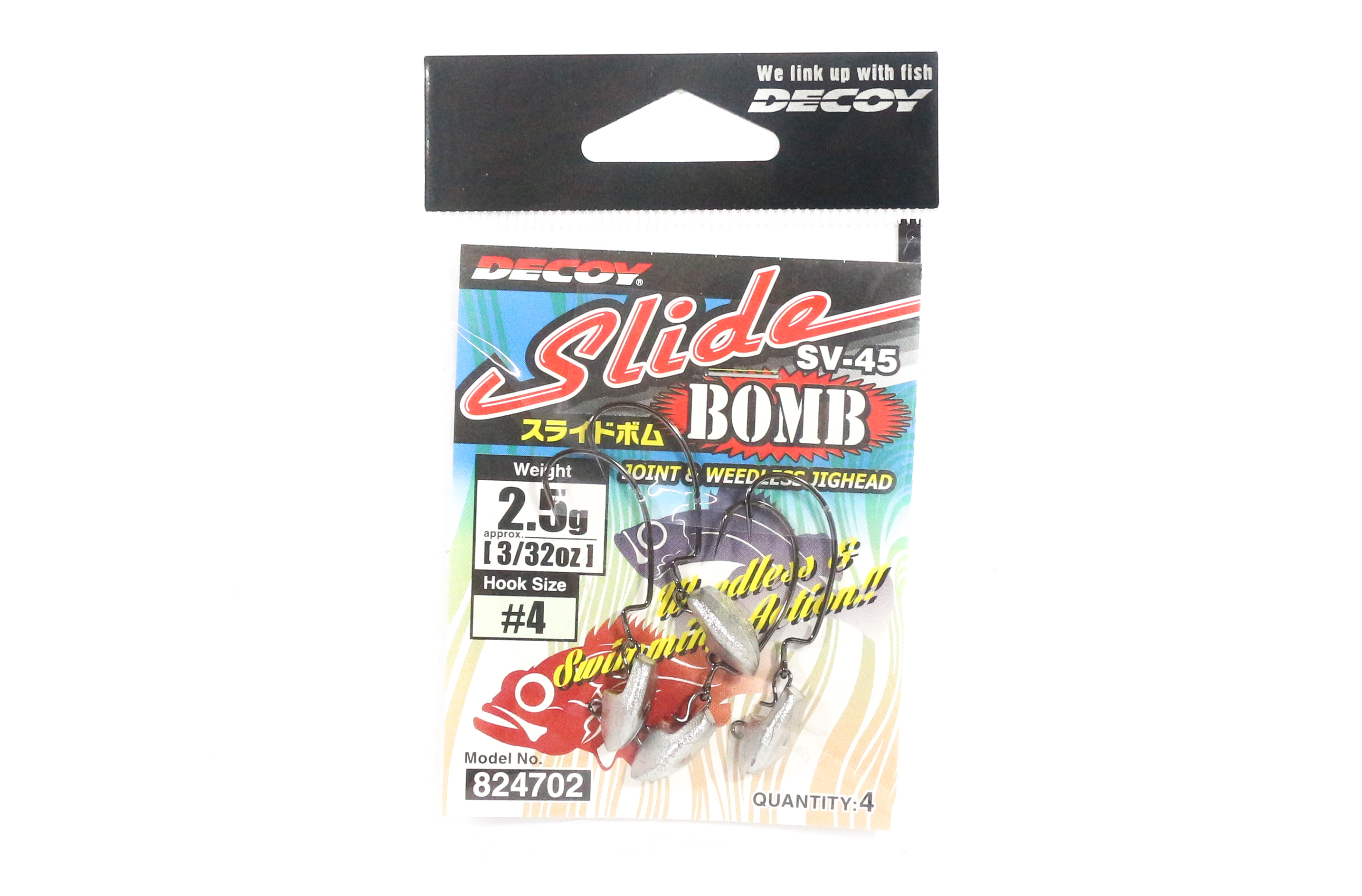 Decoy SV-45 Jig Head Slide Bomb Hook Size 4 , 2.5 grams (4702)