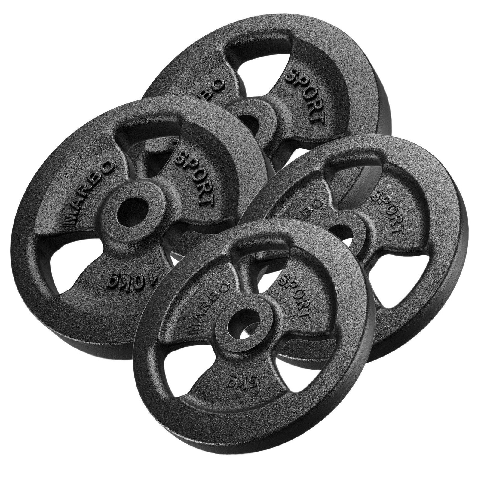 Set dischi Marbo Sport Tri-Grip in ghisa 30kg / 2 x 10kg + 2 x 5kg