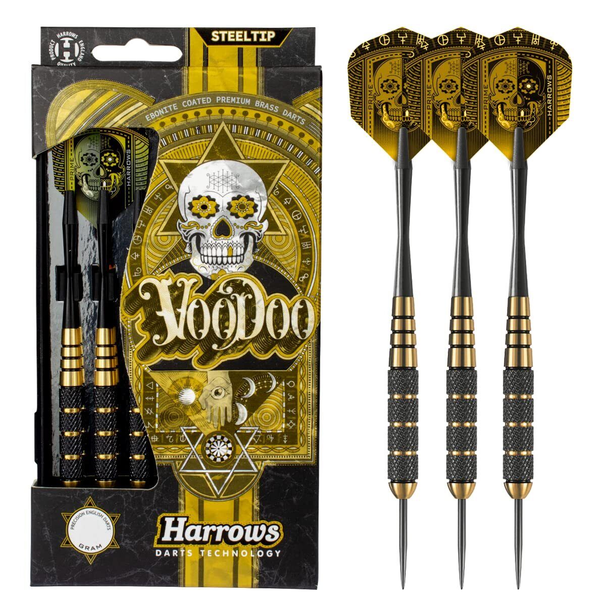 Harrows Vodoo Brass Darts Freccette con Punta in Acciaio Uomo Giallo/Nero 25 g