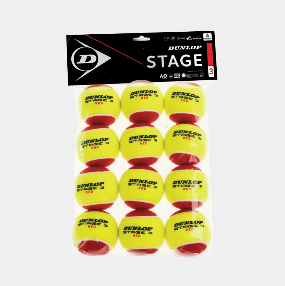 DUNLOP - STAGE 3 RED 12POLYBAG