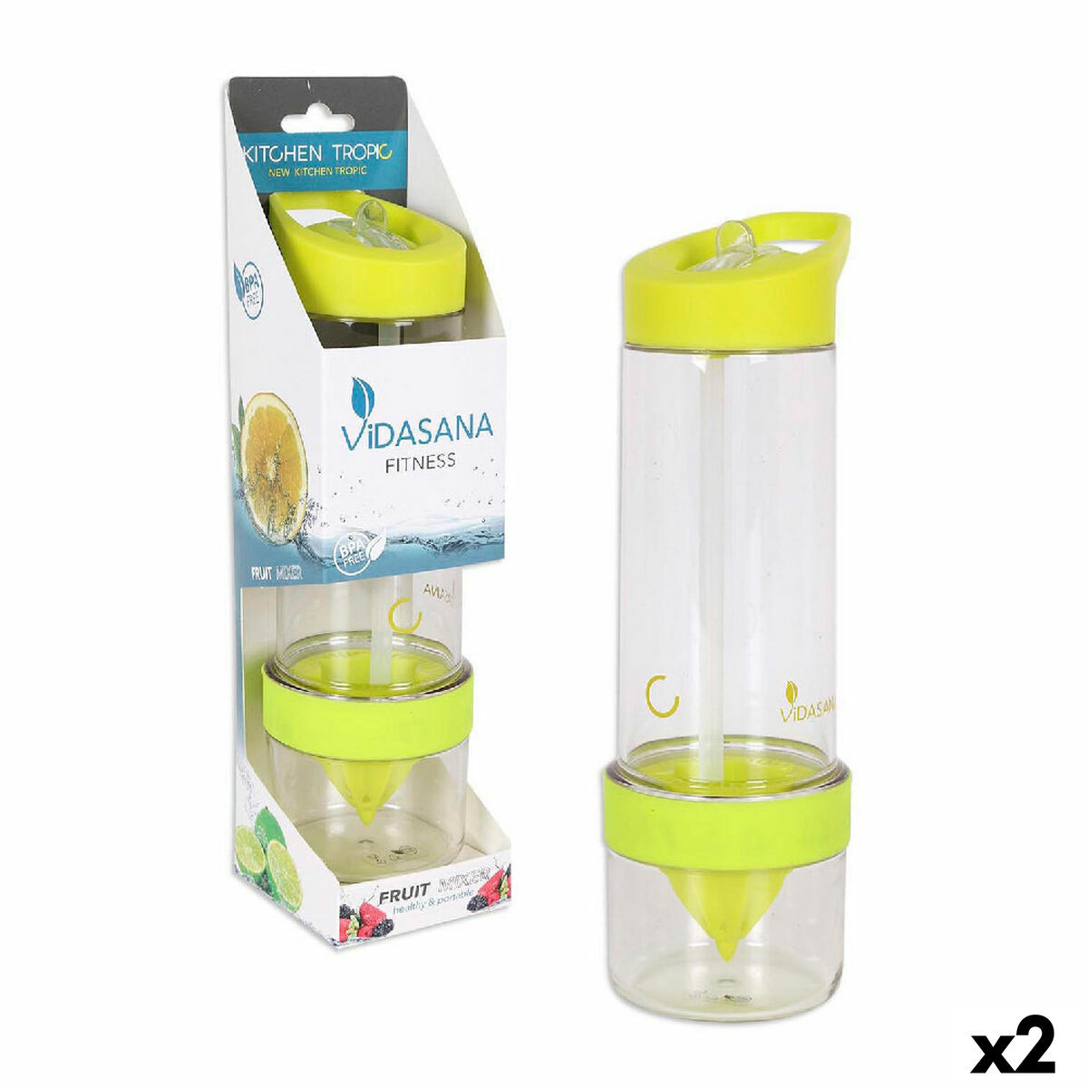 Bottiglia Kitchen Tropic Giallo Miscelatore 7,5 x 24,5 cm [2 Unità]