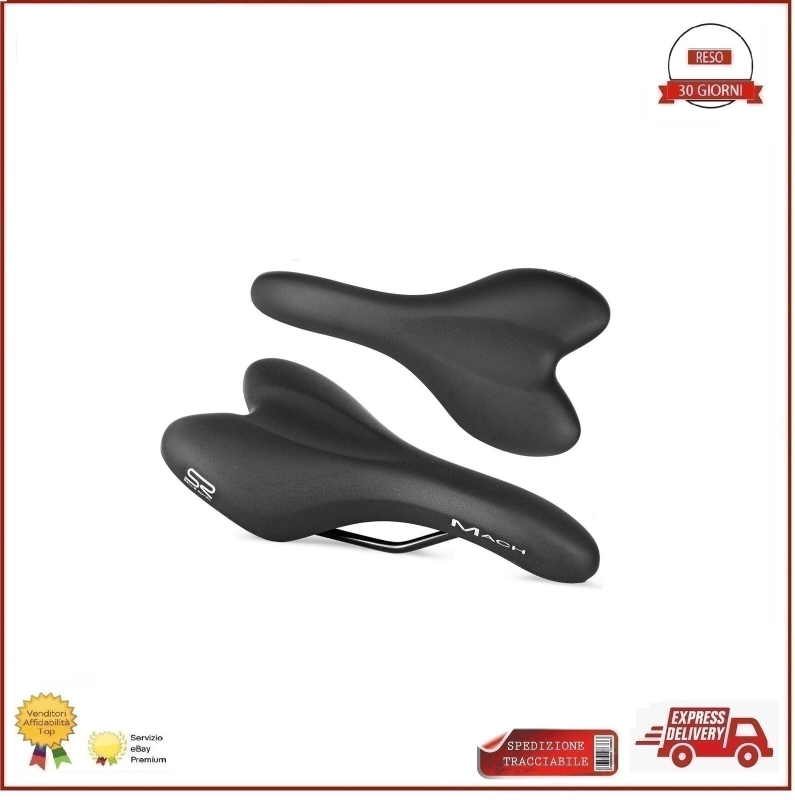 Sella Bici Royal Mach Nera Bicicletta E-Bike Mtb City Corsa Taglia Unisex