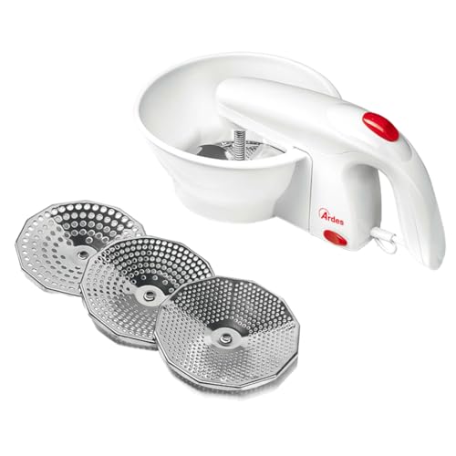 Ardes - Arpass01 Passaverdure Elettrico Macchina Per Passati Puree Creme Pappe Con 3 Dischi Da Taglio In Acciaio Inox Facile Da Usare Con Ogni Ciotola