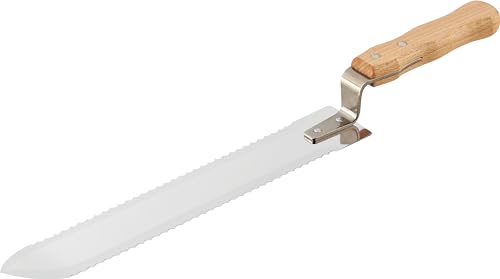 Ausonia - 33501 Coltello Per Apicoltore Professionale Con Punta Rialzata Estrattore Miele Con Lama Seghettata Da 29 Cm E Manico In Legno Rivettato Da