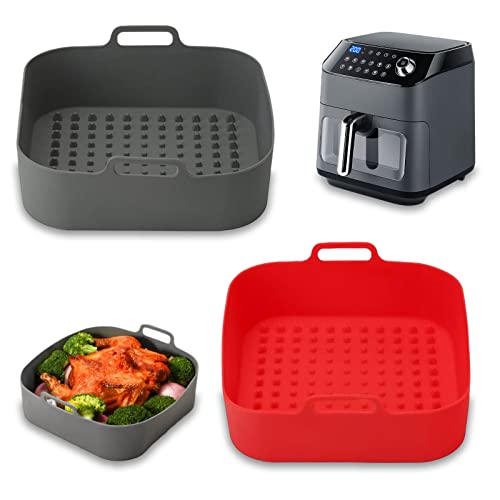 Vegena 2 Stampi In Silicone Per Friggitrice Ad Aria Calda, 20 Cm Air Fryer Silicone Pot, Riutilizzabili Airfryer Stampo In Silicone Resistente Al Calo