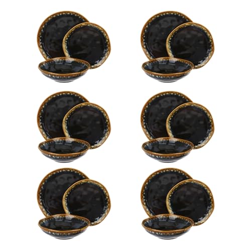 Servizio 18 Piatti Terracotta Nero Oro Olympus
