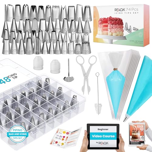 Beccucci Sac A Poche Riutilizzabile-Rfaqk 74 Pcs Bocchette Sac A Poche Includere 48 Numerato Beccuccio Sacca A Poche & Sac A Poche Usa E Getta- Tabell