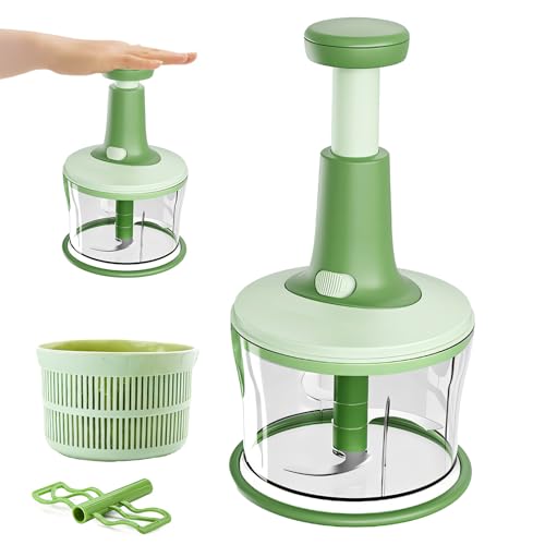 Xkzhrr Trita Cipolla,1200Ml Trita Verdure Manuale,Press Chopper,Manuale Tritaverdure,Con Cestello Di Scarico Supplementare 1 Agitatore,Taglio Di Cipol