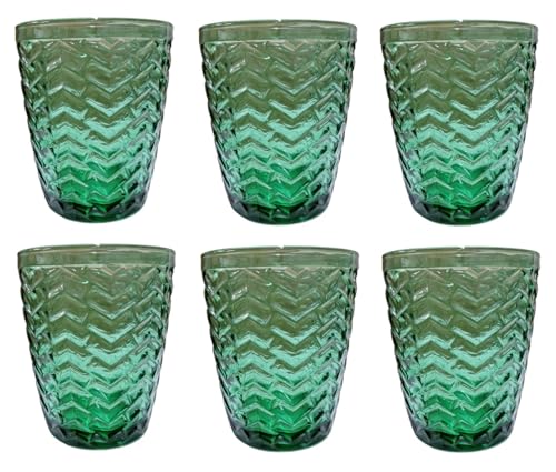 Kaleidos Set 6 Bicchiere Acqua Vetro Colore Bali Verde Ottanio Cl. 27