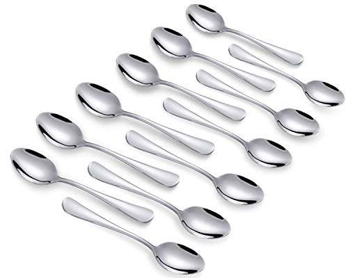 Q&A Demitasse Cucchiaini Da Caffè, 10,4 Cm In Acciaio Inox Mini Cucchiaini Da Caffè, Set Da 12 (Argento)