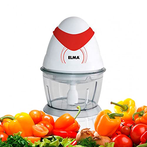 Elma Tritatutto Elettrico 380 W Capacità Recipiente 0,8L | 17,5 X 17,5 X 26 Cm, 0,95 Kg | Include 2 Lame Affilate In Acciaio Inossidabile E Accessorio