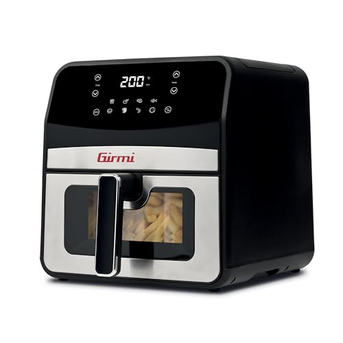 Girmi Fg85 Friggitrice Ad Aria Con Finestra "Ecofrit 6,5L", 8 Programmi, 1700 W, Display Digitale, Luce Interna, Vassoio Antiaderente, Ricettario Incl