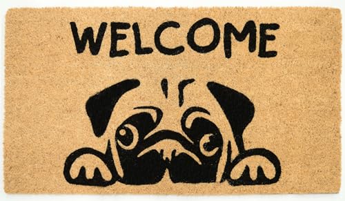 Casa Service Asolo Zerbino 40X75Cm In Cocco Naturale E Gomma Pvc Rettangolare Per Ingresso Con Animali (D - Dog Welcome)