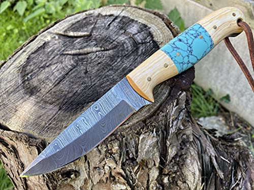 Perkin Coltelli Couteau De Chasse Lame Fixe Couteau Damassé Couteau De Chasse Couteau De Chasse Avec Fourreau T100