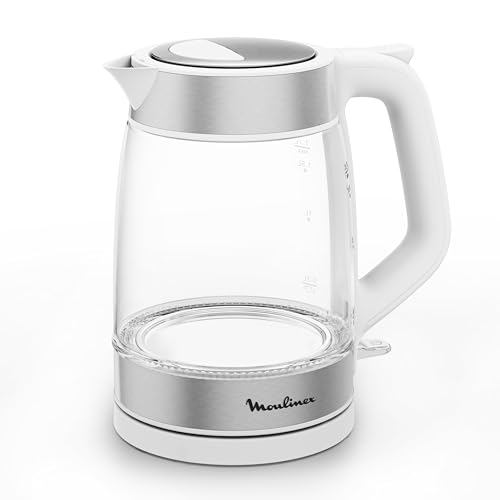 Moulinex Bollitore In Vetro, Bollitore Elettrico, Graduazione, Capacità 1,7 L, Facile Da Pulire, Bianco, By6R5130