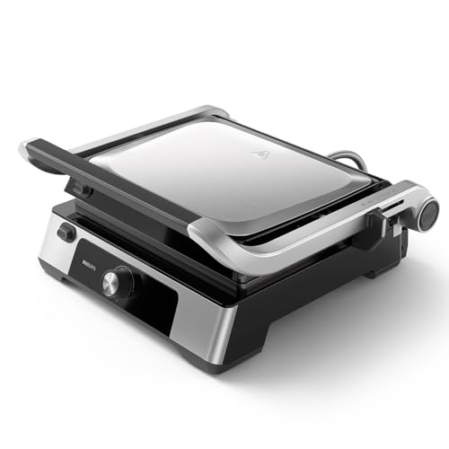 Philips Griglia Elettrica - Contact Grill. Temperatura Regolabile. Ampio Grill E Prestazioni Ad Alta Potenza. Piastre Antiaderenti E Vassoio Raccogli