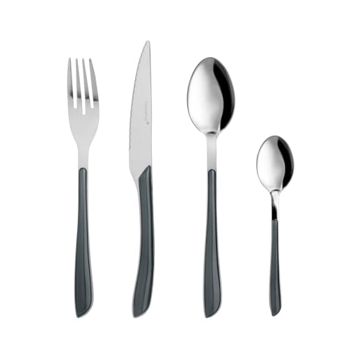 Set 24 Posate Acciaio Manico Nero Afrodite