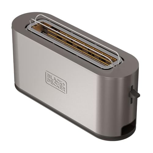 Black+Decker - Tostapane Bxto1002E 1000W | Fessura Extra Larga 260X42 Mm | 7 Livelli Di Doratura | 3 Funzioni Integrate | Sollevamento Extra | Piedini