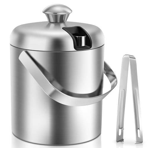 Sailnovo Am004189-1129-9 1,2 L Eiswürfelbehälter Edelstahl Eiseimer Eisbehälter Mit Zange Und Deckel Für Eiswürfel, Acciaio Inossidabile