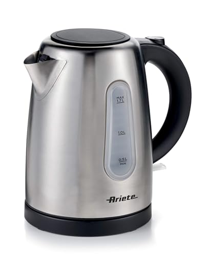 Ariete 2847 Metal Kettle, Bollitore Elettrico, Capacità 1,7L, Base Cordless, Protezione Contro Surriscaldamento, Metal