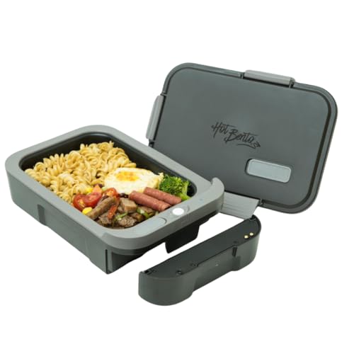 Hot Bento Plus - Fiambrera Elettrica Portatile, Riscaldatore Di Cibo Con Batteria Ricaricabile E Removibile, Pranzo Caldo In 10-15 Minuti - Nero