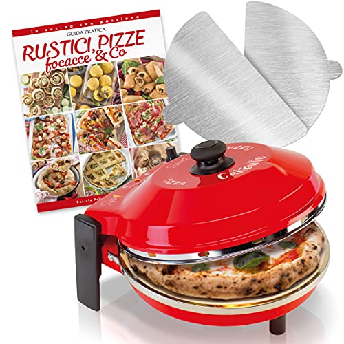 Spice - Forno Pizza Caliente Con Pietra Refrattaria 32 Cm 400 Gradi Resistenza Circolare + 2 Palette Acciaio Inox + Ricettario Rustici Pizze Focacce