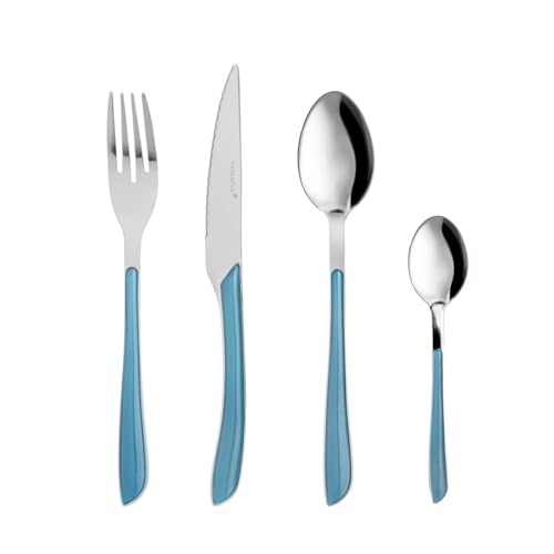 Set 24 Posate Acciaio Manico Blu Afrodite