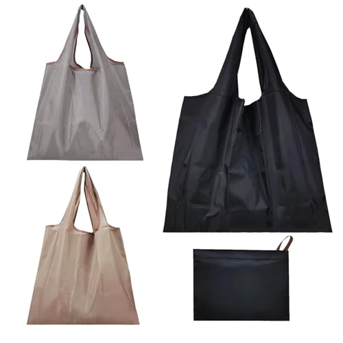 Kayef 3Pcs Buste Spesa, Shopping Bag Pieghevole Con Borsa, Shopping Bag Riutilizzabile, Lavabile, Resistente E Leggera