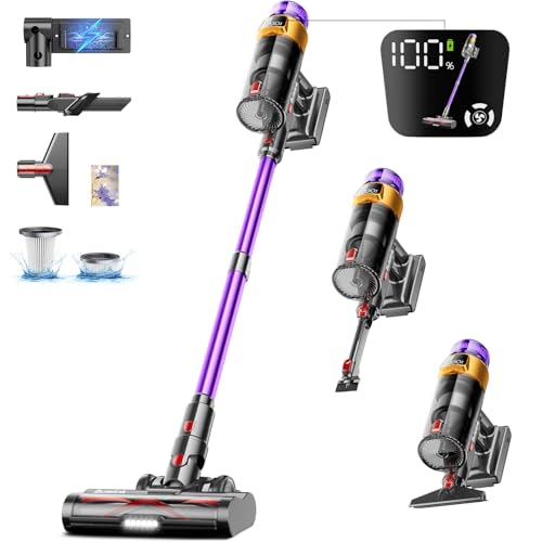 Bulelink Aspirapolvere Senza Fili Potente,45Kpa&550W&70Mins&1,8L Scopa Elettrica Senza Fili,Con Schermo Animato Oled E Anti-Avvolgimento,Aspirapolvere