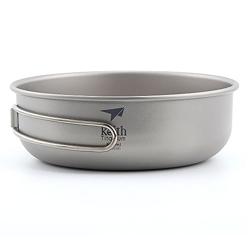 Keith Titanium Bowl 300Ml – 600Ml Ultralight Campeggio Stoviglie Picnic Ciotole Portatile Pieghevole Maniglia (Ti5325-500Ml)