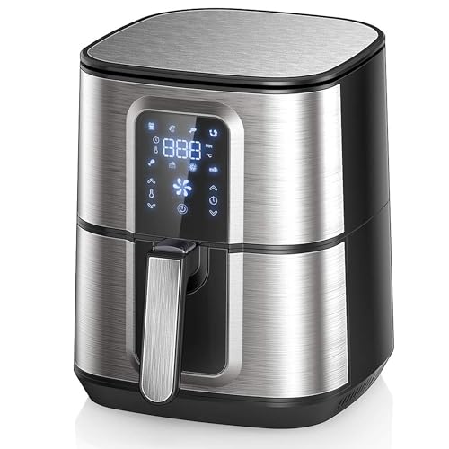 Ozeanos Friggitrice Ad Aria Digitale 5,5 Litri Con Touch Panel 8 Programmi Preimpostati, Potenza 1800W, Timer 30 Min, Temperatura 80-200°C, Lavabile I