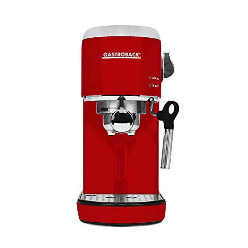 Gastroback Design Espresso Piccolo, Macchina Portafiltro In Acciaio Inox Rosso Di Alta Qualità, Riscaldamento Rapido Garantisce Una Perfetta Creazione