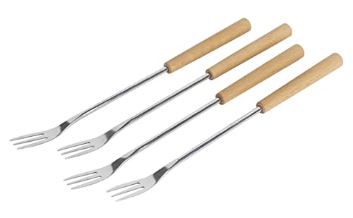 Kuhn Rikon Forchette Per Fonduta Di Formaggio, In Legno Di Faggio, 4 Pezzi, Per Fonduta Di Formaggio, Marrone