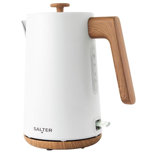 Salter Toronto Bollitore 1,7L - Ebollizione Rapida Da 3Kw, Base A 360°, Filtro Anticalcare, Effetto Legno Eleganza, Senza Fili, Sensore Di Surriscalda