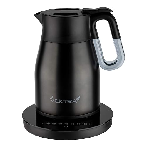 Vektra Vek-1504 - Bollitore Isolato Sottovuoto Con Regolazione Della Temperatura Da 1,5 L, In Acciaio Inox A Doppia Parete, Con Spina Europea, Thermos