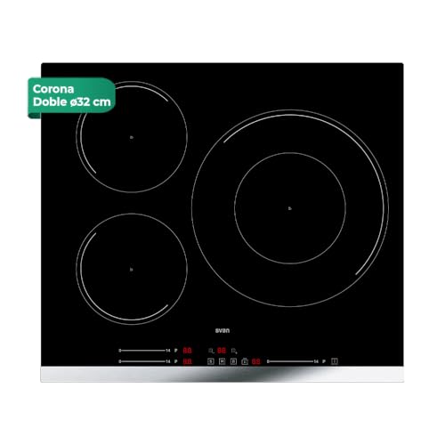 Svan Piastra Di Induzione In Vetro Nero Si3601Sb32. Max. 7400 W, Aree Di Cottura, Livelli Di Cottura, Controllo Slider Touch, Funzione Turbo, Blocco E