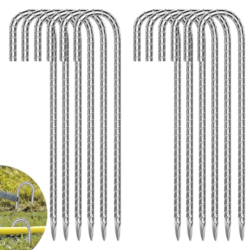 12 Pcs Picchetti Della Tenda, 30Cm Picchetti Da Campeggio Filettati, Chiodi Del Trampolino Picchetti In Acciaio Filettati Paletti Da Giardino Adatto P