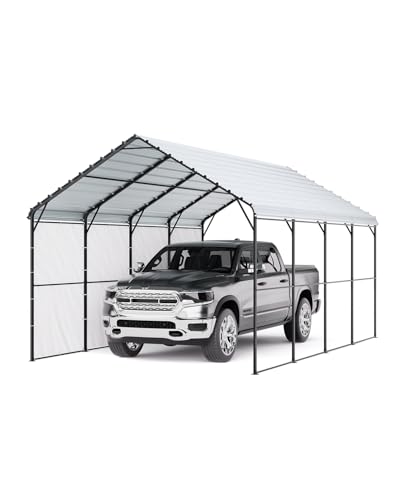 Vevor Carport In Metallo Per Impieghi Gravosi 3,6X6X3,15 M Con Struttura E Tetto In Acciaio Zincato, Tenda Da Garage Pareti Laterali Rimovibili, Ricov