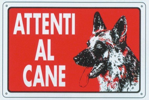 Cartello Plastica Attenti Al Cane Cm 12X18 Edilizia Segnaletica Sicurezza