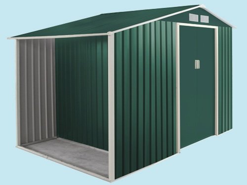 Garden Cottage Casetta Attrezzi In Lamiera Metalgreen L278 Con Legnaia - L278Xp127Xh195 Cm