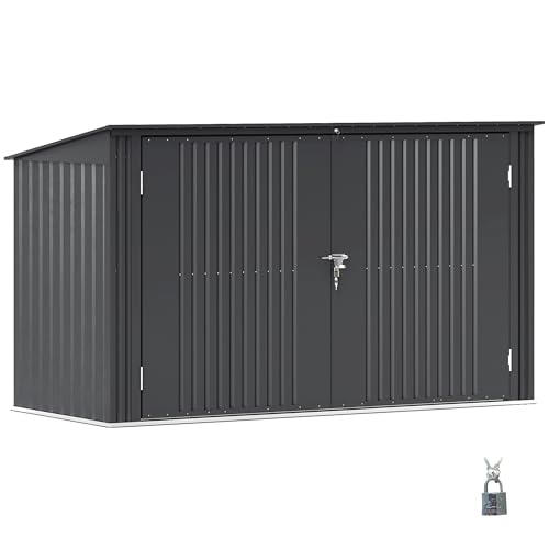 Outsunny 233X105 Cm Copribidone Spazzatura Da Esterno Per 3 Cassonetti Da 240L, 2.3M² Contenitore Per Bidoni Rifiuti Con 2 Porte E Serrature, Capanno