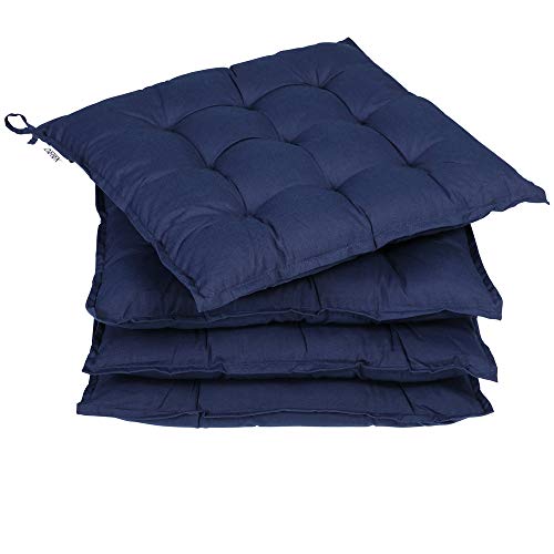 Detex Set 4X Cuscini Per Sedia Da Interno Esterno Sedie Da Giardino Cucina Cuscino Coprisedia Blu