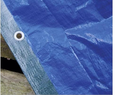 Verdelook Telo Occhiellato In Polietilene 12X8 M, Grammatura 140 G/M², Blu E Verde, Plus, Multiuso, Per Copertura E Stoccaggio Merce