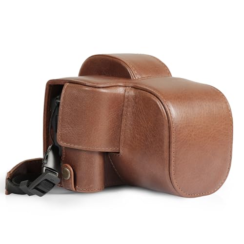 Megagear Custodia Per Fotocamera In Vera Pelle Per Canon Eos R100 (18-45Mm) - Elegante E Protettiva (Marrone)
