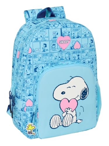 Snoopy Love - Zaino Scuola Adattabile, Ideale Per Bambini Di Diverse Età, Comodo E Versatile, Qualità E Resistenza, Blu Chiaro, M, Casual