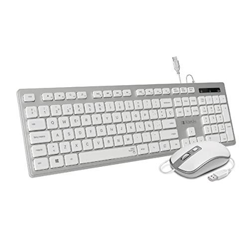 Subblim Tastiera + Mouse Wired Ergo Keys Silent Flat Silver