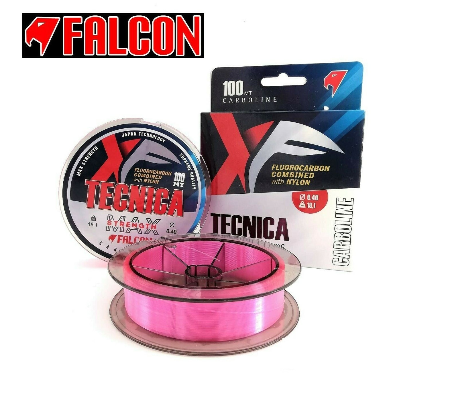 FALCON TECNICA XF Fluorocarbon combined with nylon rosa 0,70 mm 100 mt 62 kg