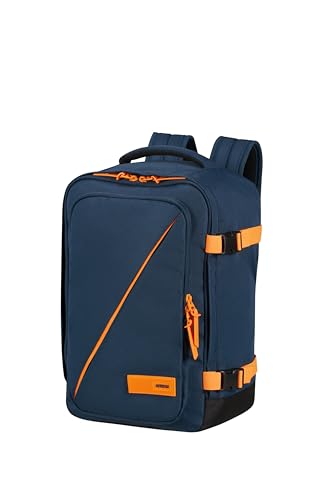 American Tourister Take2Cabin - Borsa Da Cabina Ryanair 25 X 20 X 40 Cm, 24 L, 0,50 Kg, Bagaglio A Mano, Zaino Per Aereo S Underseater, Blu/Arancione