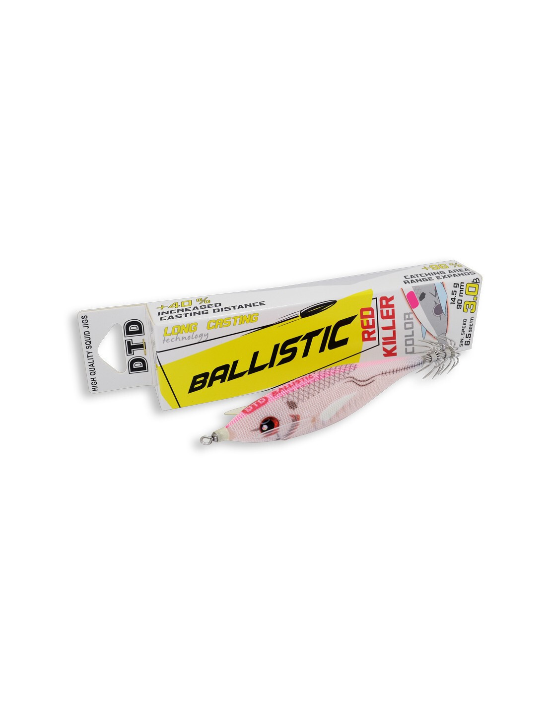 DTD BALLISTIC RED KILLER 3.0 90mm 14,2g COLOR ORANGE GLOW sound effect squid jig